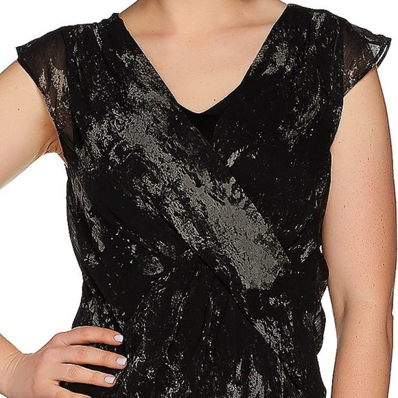 14 H by Halston Drape Front Sleeveless Top Shirt - Picture 2 of 15